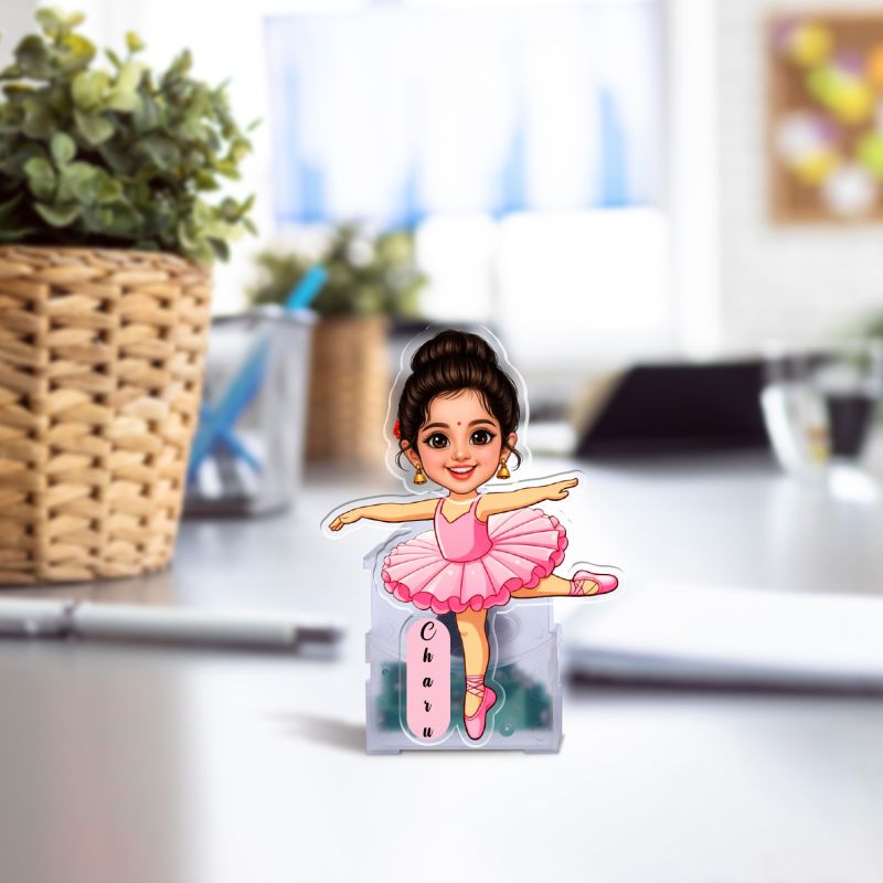 Personalized Ballerina Dancer Bobblehead Caricature Standee Fun Car Dashboard Accessory Birthday Gift for Girls & Dance Lover Decorative for Study Table Solar Powered Moving Head